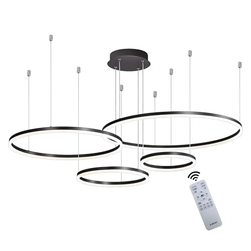 Lustre LED Moderne Intensité Variable Télécommande Plafonnier Noir - 6