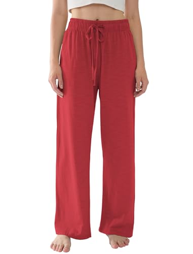 Miniyear Womens Soft Palazzo Pajama Pants Lightweight Comfy Casual Lounge Pj Bottoms Sleepwear Adjustable Drawstring & Pockets