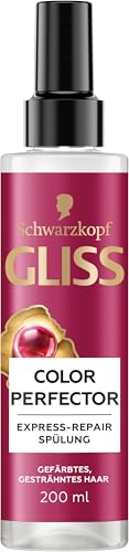 Gliss Express-Repair-Spülung Color Perfector (200 ml) Haarspülung für getöntes gesträhntes oder gefärbtes Haar Hitzeschutz bis zu 230 C