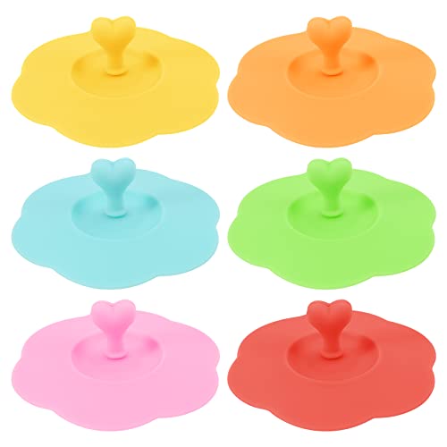Harewtwy Tapas de Silicona para Tazas de Vidrio, 6 Piezas Tapas de Silicona para Tazas Tapas de Tazas Antipolvo Reutilizables Cubierta para Tazas de Café y Té para Bebidas