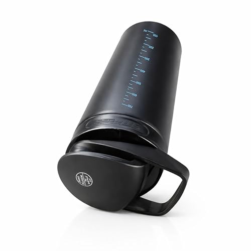 Image of Stainless Steel Protein Shaker Bottle, 100% Leakproof Metal Gym Shaker, Durable Steel Gym Sipper Bottle for Smooth Protein Mixing with Measurement 700 ml (Black)