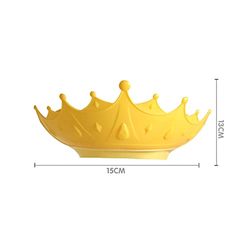 Image of Baby Shower Cap - Adjustable Shampoo Cap for Toddlers 6M-9T, Bath Visor for Kids with Crown Design, Waterproof Hair Washing Shield for Eye & Ear Protection (Yellow)