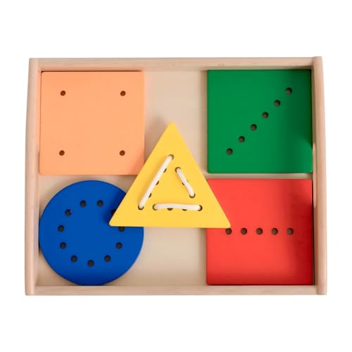 Image of Wooden Toddler Beads and String Lacing Toy Set with Tray - Educational Threading Game for Fine Motor Skills Development - Lacing Cards for Toddlers 1-3,Montessori Toys for 2 3 4 Year Olds(5 Shapes)