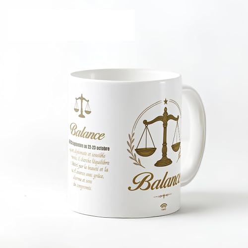 Callvin HOROSCUP – Version française – Mug Interactif Horoscope Quotidien | Tasse NFC | Cadeau Zodiaque – Balance – Made in France