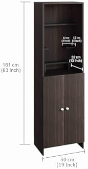 FURNEASER Anvika Engineered Wood Pooja Mandir for Home | Modern Design Temple for Home & Office | Puja Stand Shelf | Prayer Cabinet Shelf (Wenge)