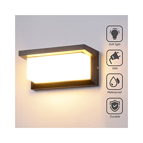 Wandleuchte Aussen 18W LED Wandlampe Innen Außenleuchte Wasserdicht IP65 Außenlampe Anthrazit Wandbeleuchtung LED Wandleuchte Innen & Außen Warmweiß -Lieferung aus Deutschland