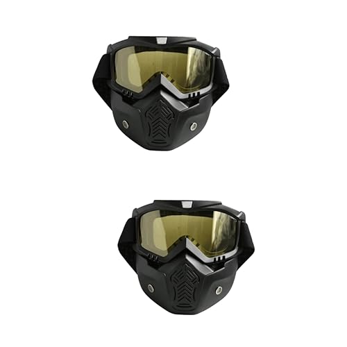 Lentille de casque de motocross vintage BESPORTBLE avec masque détachable x2