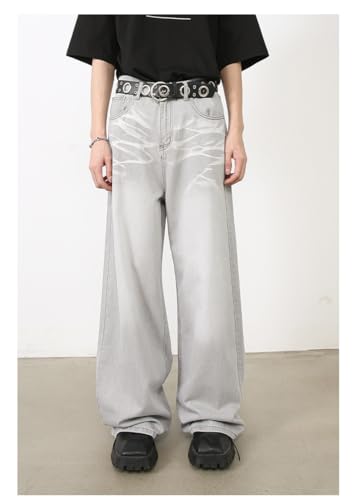 Men's Denim Jeans Korean Style Loose Straight Leg Casual Loose Daily Commuting Office Weekend Pants for Men4