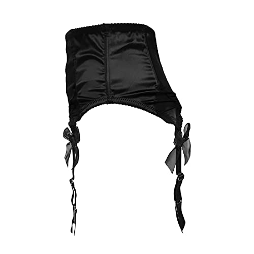 Tvrtyle Women's Black Satin Sexy Wide Straps Metal Clips Garter Belts For Stockings S511 (Black, Medium) #TOP3