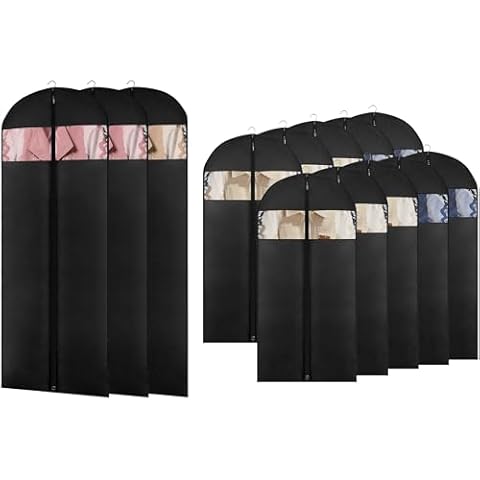 Moucas 3 Pack 65" Black Dress Bags + 10 Pack 50" Black Garment Bags Cover