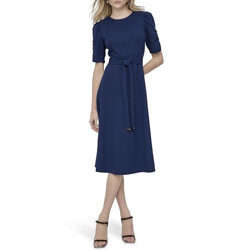 DKNY Women's Jewel Neck Scuba Crepe Dress2