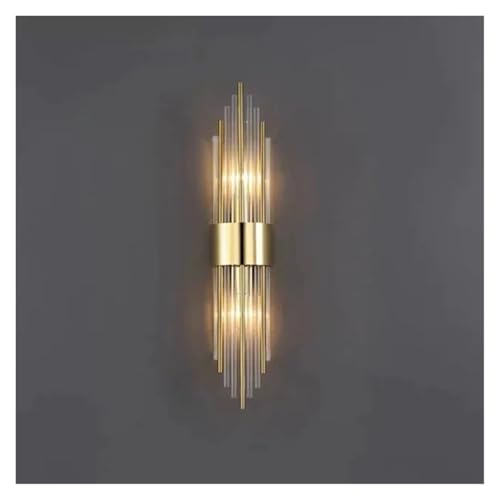 Candelabro de pared de cristal con base dorada y bombilla cálida para diseño interior