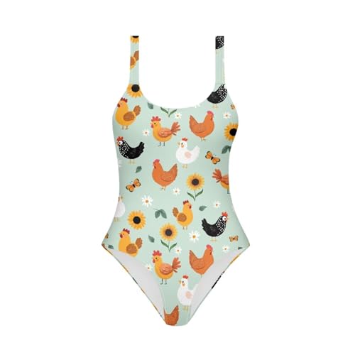 Image of One Piece Bathing Suit for Teen Girls Comfy Crewneck Backless Bathing Suit