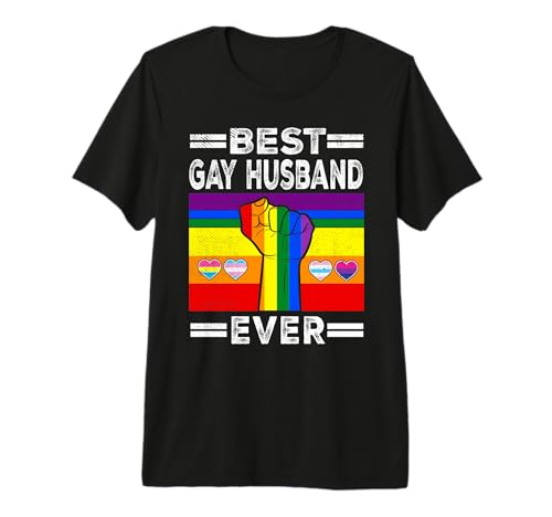 Best Gay Husband Ever LGBTQ Rainbow Flag LGBT Pride Month Premium T-Shirt