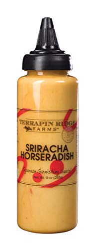 Sriracha Horseradish Garnishing Sauce by Terrapin Ridge Farms â€“ One 9 oz Squeeze Bottle
