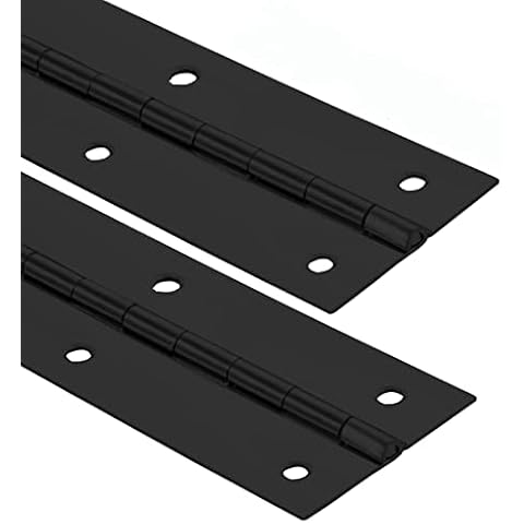 2Pack Heavy Duty Piano Hinge, 2" Open Width x 20" Continuous & Piano Hinges, 0.06” Thick Stainless Steel Piano Hinge with Holes, Black Stainless Furniture Hinges for Cabinet Door Cases Woodworking Cover