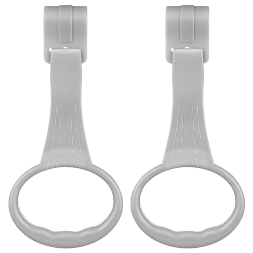 SAFIGLE 2Pcs Baby Playpen Pull up Rings：Pull up Rings for Play Pen，Baby Walking Exercises Assistant - Playpen & Crib Hanging Loop Accessories for Help Stand up Walking Training Tool Newborn (Grey)