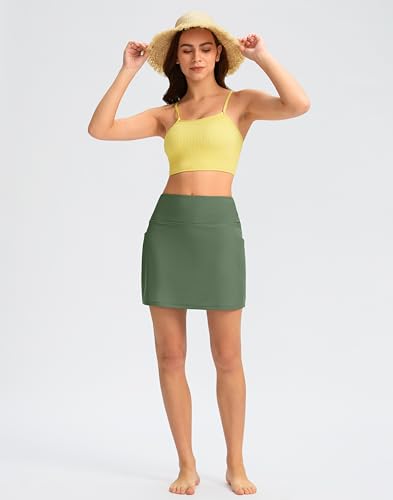 Image of G Gradual Women's 16 inch Swim Skirt with Pockets High Waisted Tummy Control Modest Swimsuit Bathing Suit Bottoms for Women