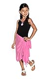 1 World Sarongs Girls Sarong Beach Cover-up Solid Half Sarong in Pink