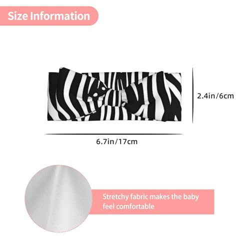 black and white zebra stripes Prints Baby Bow Headband - Super Stretchy Soft Bows Hair Accessories for Newborn Infant Toddlers Kids Girls - Elastic and Skin-Friendly3