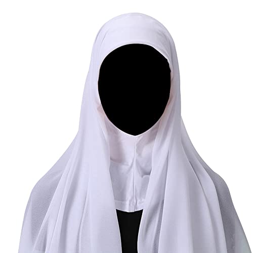 Women Soft Chiffon Hijab Scarf, Solid Color Easy Wear Hijabs for Women One Piece Long Scarf Wrap Scarf Shawl