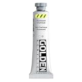 GOLDEN Heavy Body Acrylics, Fluorescent Chartreuse, 2 fl. oz. Tube, Professional Acrylic Paint, Transparent