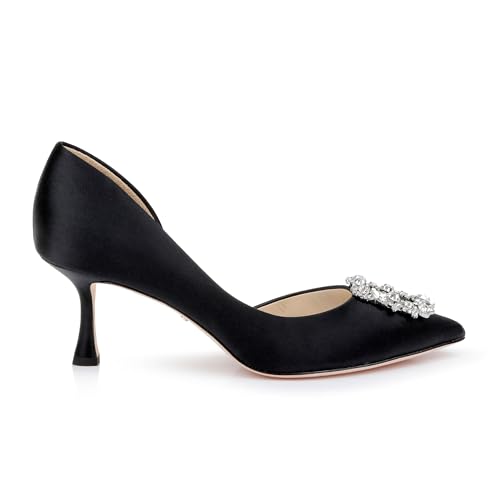 Image of Badgley Mischka Women's Fabia II Kitten Heels with Crystal Buckle