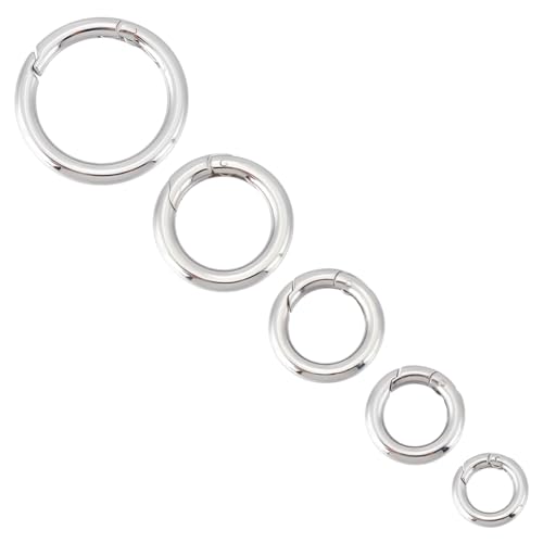 UNICRAFTALE 5 Stück 5 Größen 316 Edelstahl Federringe Verschlüsse Offene Runde Metallverschlüsse Federring Trigger Verschluss Verschlüsse Armbandverschlüsse Für Die Schmuckherstellung