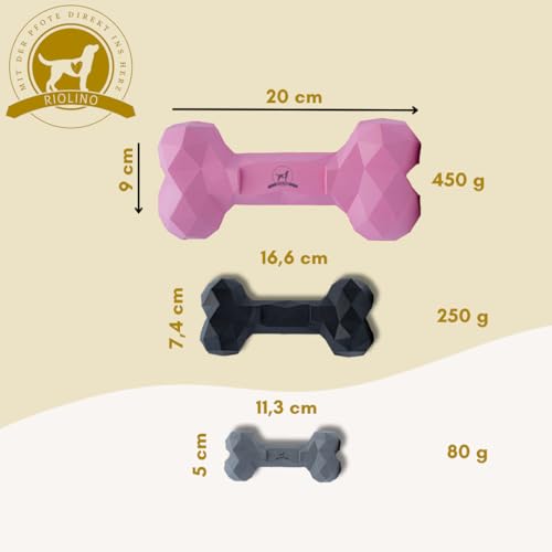 Kauspielzeug für Hunde Kauknochen robust & langlebig: Hundespielzeug gegen Langeweile aus Naturkautschuk für aggressives kauen - befüllbar, robust & gut für die Zahnpflege | Farbe: Grau, Größe: S