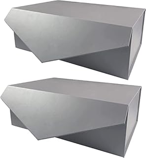 FANSIR 2 Pack Magnetic Gift Box, Luxury Premium Gift Box with Lids Thick Fold Gift Cardboard Box for Birthday, Wedding, Anniversary, Festival, Party, etc,36 * 24 * 11.4cm(Grey)