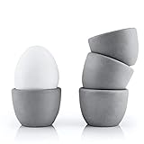 PRAKTISCHES SET – Das Set besteht aus vier Beton Eierhaltern, welche in einer bruchsicheren Verpackung geliefert werden. Somit findet jedes Ei seinen Platz auf dem Frühstückstisch.