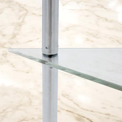 Spetebo Estantería esquinera de cristal para encimeras con 2 estantes, 49 x 35 cm, estantería de cocina de dos niveles, triangular sobre patas de acero inoxidable, para cocina, baño - imagen 4