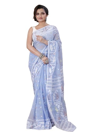 Image of OISHANI SAREE GHOR Women's Traditional Bengal Cotton Silk Soft Jamdani Saree - Authentic Design and Quality - No Blouse Piece