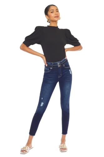 SALT TREE Kan Can Women's HIGH Waist Ankle Length Two Button Jeans