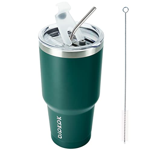 Image of BJPKPK 30 oz Tumbler with Lid and Straw, Insulated Stainless Steel Cup | Double Wall Vacuum, BPA Free, Leak Proof, Keeps Hot /Cold, Travel & Beach Ready, Car Holder Fit, Army Green