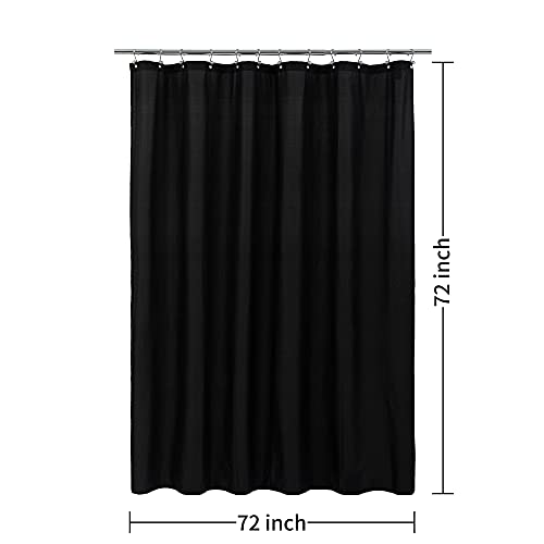 Image of ALYVIA SPRING Waterproof Fabric Shower Curtain Soft Hotel Quality - 3 Magnets at Bottom, Premium Black Shower Curtain Liner for Bathroom, Light-Weight Cloth & Washable - 72x72, Black (Pack of 3)