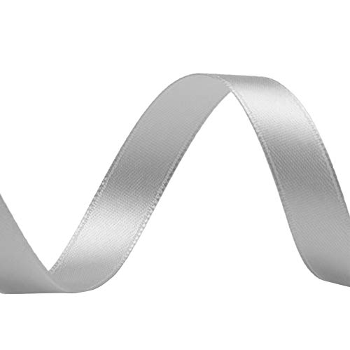 Image of Solid Color Double Faced Silver /Grey Satin Ribbon 1 /2 inch X 25 Yards, Ribbons Perfect for Crafts, Wedding Decor, Bow Making, Sewing, Gift Package Wrapping and More