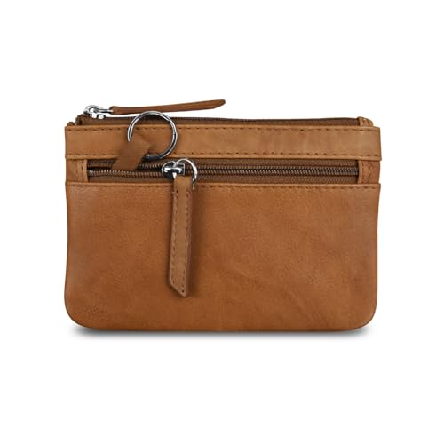 Image of ili New York Leather Mini Compact Coin Purse - Antique Saddle