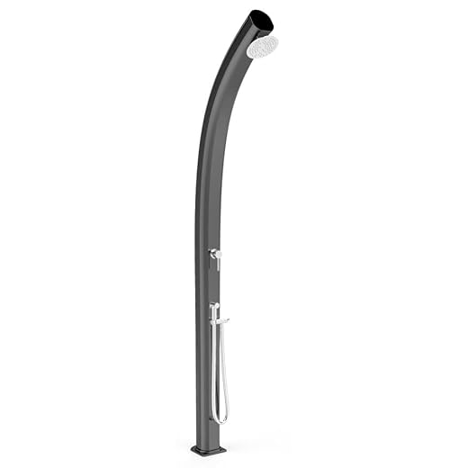 Arkema Design Ducha Tradicional En Aluminio Con Diseño Curvado Jolly Top Line Perla Negra Con Ducha Movil A545-Tl/7300