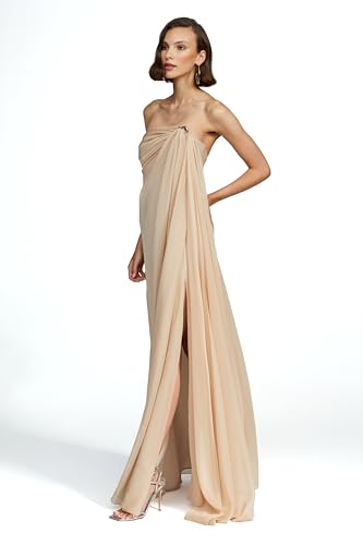 H HALSTON Women's Oyster Chiffon Gown3