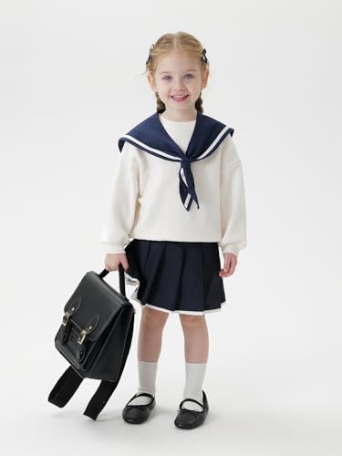marc & janie Baby Girls Preppy Style Detachable Sailor Collar Sweatshirt Long Sleeve Loose Tops 2502193