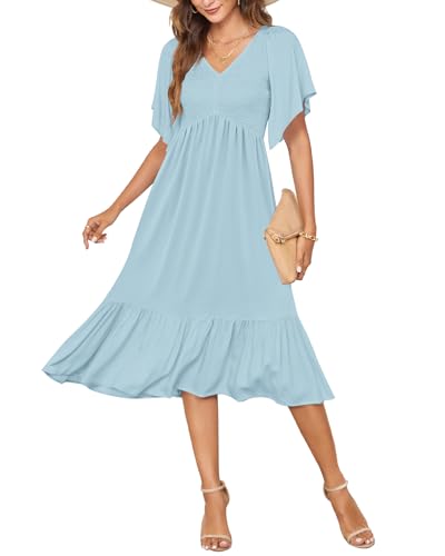 AUSELILY Women's Summer Empire Waist Midi Dress