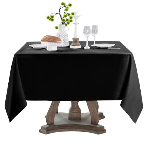 Aocoz Square Tablecloth 52 x 52 Inch Black Tablecloths Stain-Wrinkle Resistant Washable Polyester Table Cloths for Holiday, Buffet Parties,and Wedding