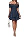 LYANER Women's Off Shoulder Tie Back Wrap Layer Ruffle Short Sleeve Mini Dress Soild Navy Blue Large