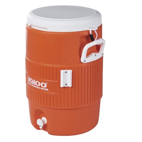 Beverage Jug, Orange With White Seat-Top Lid & Handles, 5-Gallons - image 4