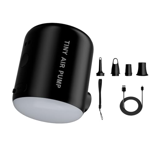 Bomba inflable, inflador de colchón recargable con luz LED, bomba de soplado eléctrica de 2200 mAh, herramienta de inflado portátil para camping, viajes, hogar, piscina, patio, terrazas, picnics