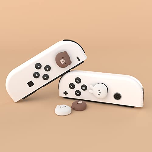 Playvital Joystick Caps For Nintendo Switch, Thumbstick Caps For Switch Lite, Analog Cover For Switch Oled Joycon Thumb Grip Caps For Switch & Switch Lite & Switch Oled - Chubby Bear & Smiley Bunny #TOP3
