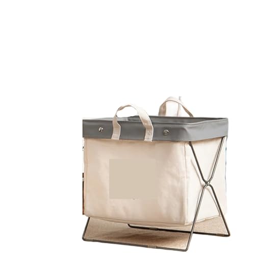 Laundry Basket Retro Laundry Basket Floor-to-Ceiling Fabric Bedroom Clothing Storage Large Metal Folding Toy Basket For Tidy Spaces(White)