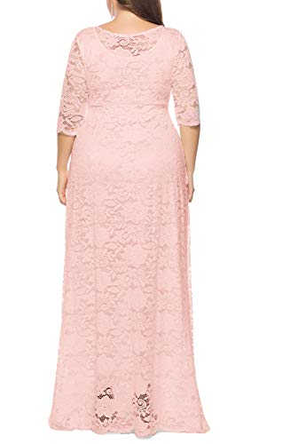 Image of Eternatastic Women's Floral Lace 2 /3 Sleeves Maxi Dress Plus Size Evening Party Dresses
