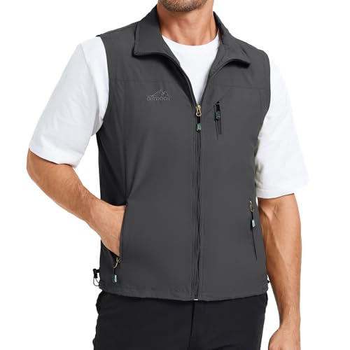 KIWI RATA Mens Casual Lightweight Outdoor Vest Summer Fishing Safari Travel Outerwear Vests Cargo Utility Jacket